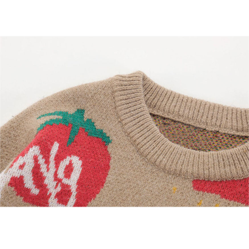 Cartoon Tomato Pattern Sweater