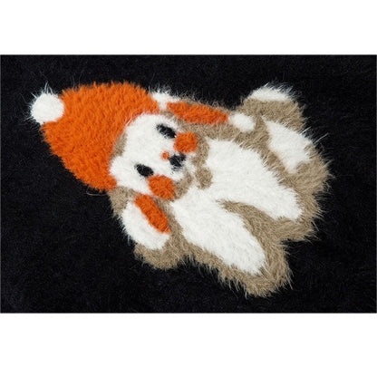 Shy Dog Pattern Fuzzy Sweater