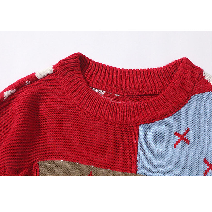 Cute Christmas Bear Pattern Knit Sweater