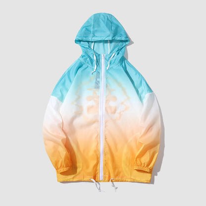 Gradient Color Hooded Sunproof QD Jacket