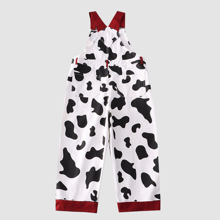 Childlike Cow Print Dungarees