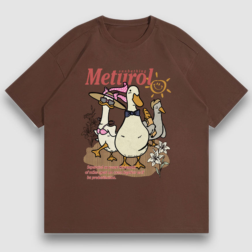 Vacation Goose Pattern Print Tee