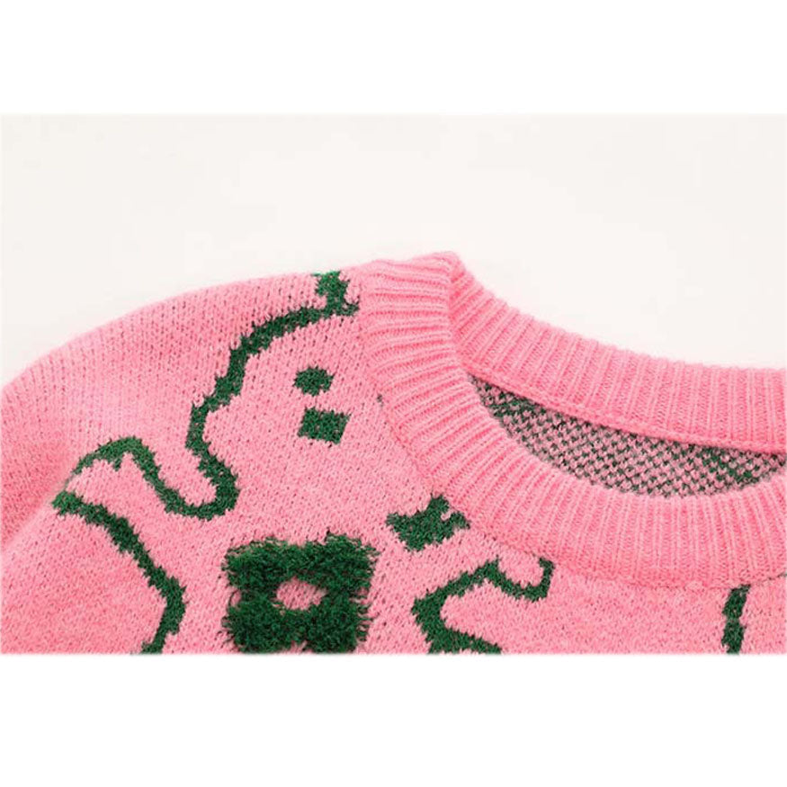 Hugging Rabbit Cartoon Knit Sweater