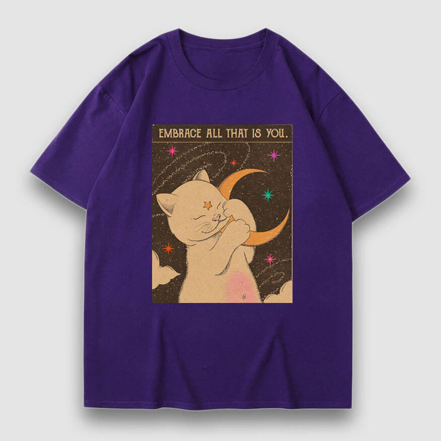 Embrace Moon Cartoon Print Tee