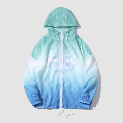 Gradient Color Hooded Sunproof QD Jacket