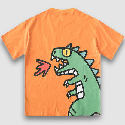 Fire Breathing Dinosaur Print Tee