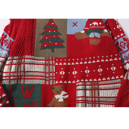 Cute Christmas Bear Pattern Knit Sweater