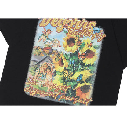 Vintage Sunflower Oil Painting Print Tee