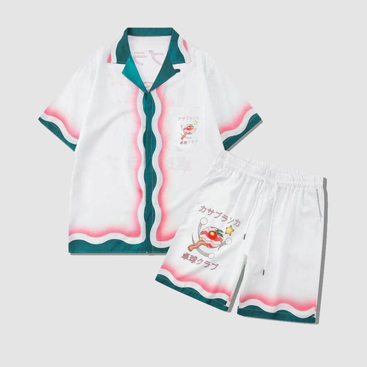 Two Piece Table Tennis Print Shirt + Shorts