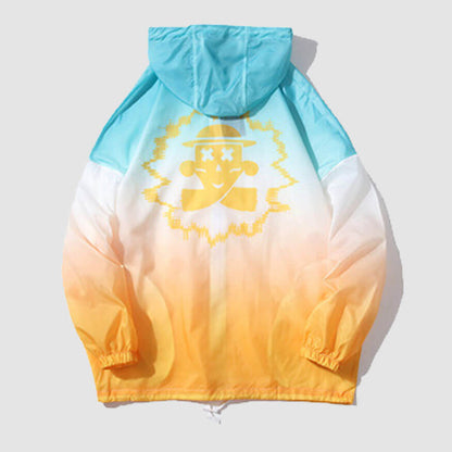 Gradient Color Hooded Sunproof QD Jacket