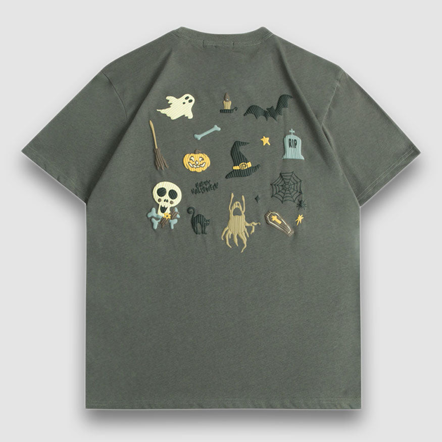 Oluolin Halloween Vibe Cartoon Print Tee