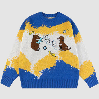 Cute Dog Illustration Sweater