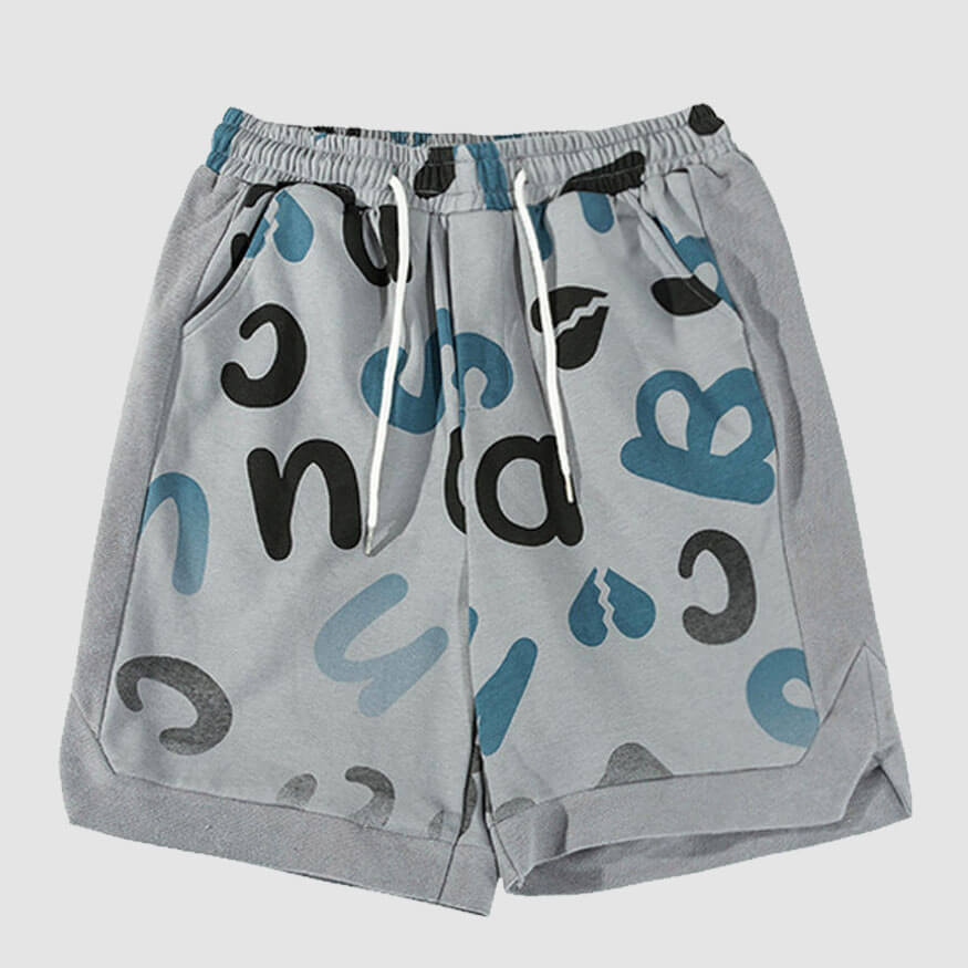 Letter Print Drawstring Sport Shorts