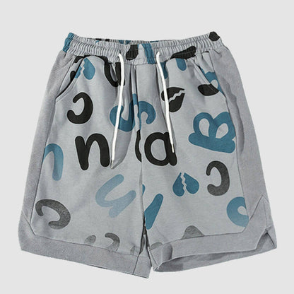 Letter Print Drawstring Sport Shorts