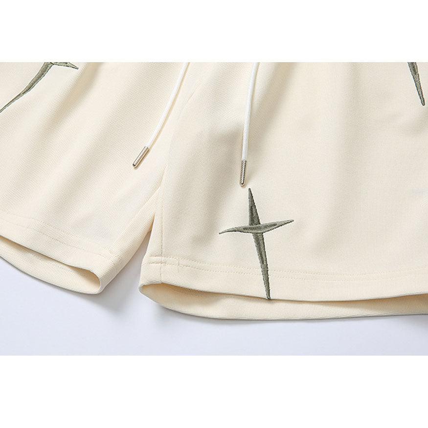 Twinkling Star Embroidered Drawstring Shorts