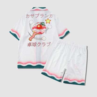 Two Piece Table Tennis Print Shirt + Shorts