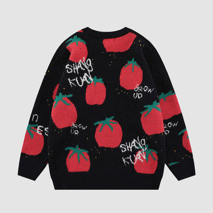 Cartoon Tomato Pattern Sweater