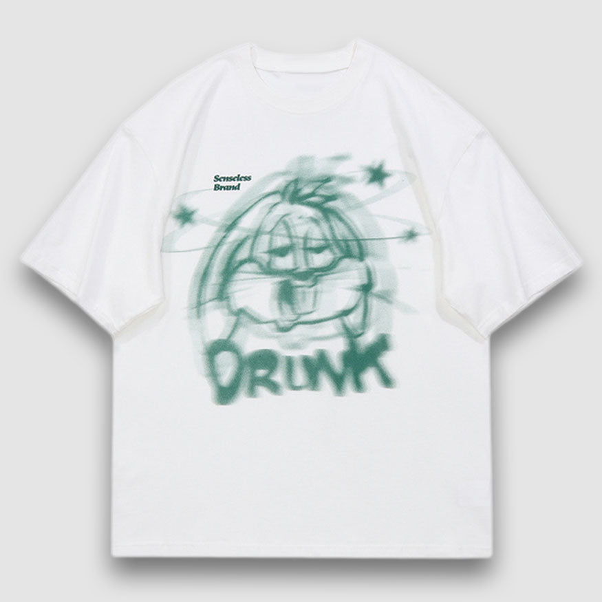 Drunk Cartoon Print Tee