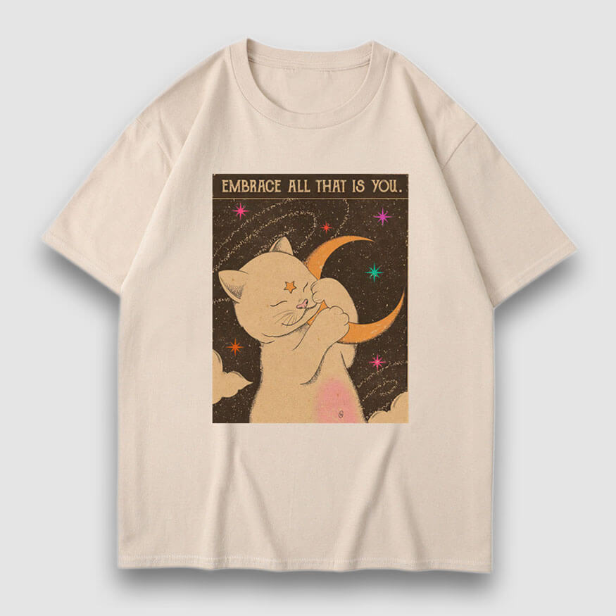 Embrace Moon Cartoon Print Tee