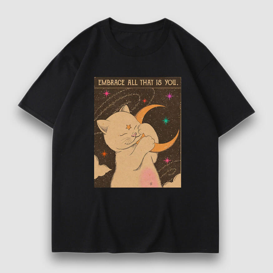 Embrace Moon Cartoon Print Tee