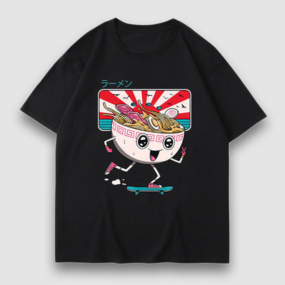 Cartoon Noodle Print Tee