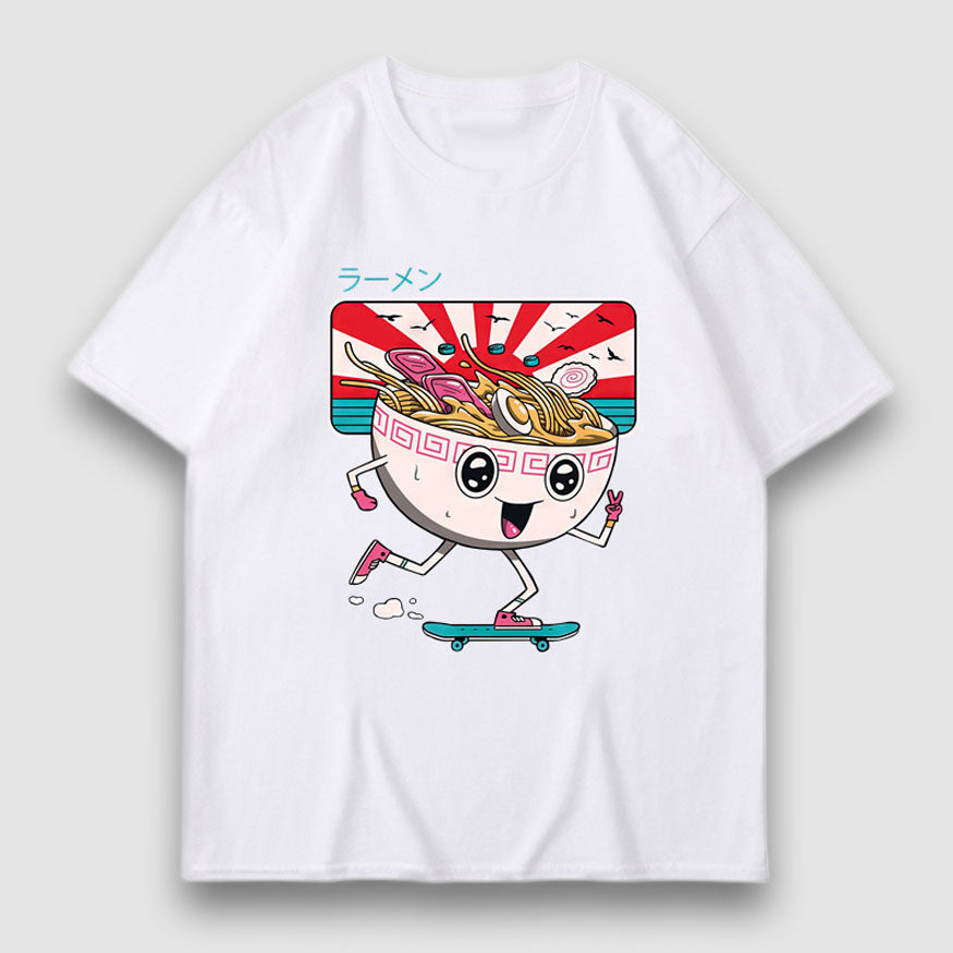 Cartoon Noodle Print Tee