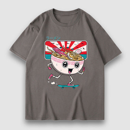 Cartoon Noodle Print Tee