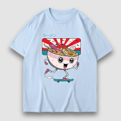 Cartoon Noodle Print Tee