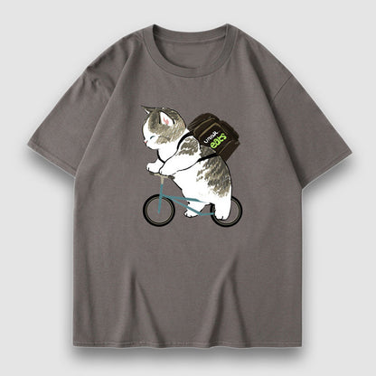 Adorable Cat Cartoon Print Tee