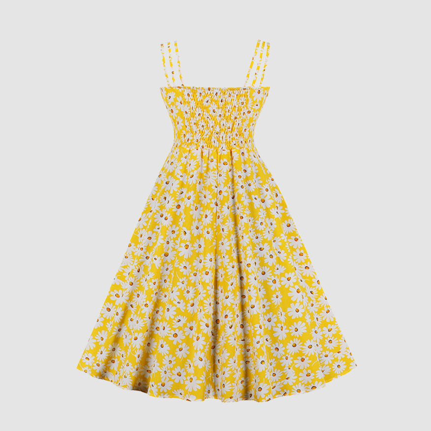 Vintage Daisy Print Cami Strap Dress