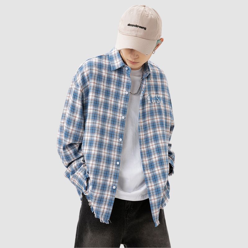 Raw Hem Plaid Shirts