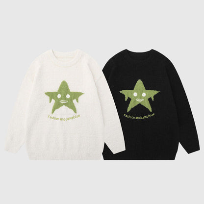 Funny Star Pattern Embroidered Pullover