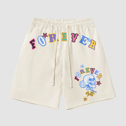 Hollow Head Letter Print Shorts