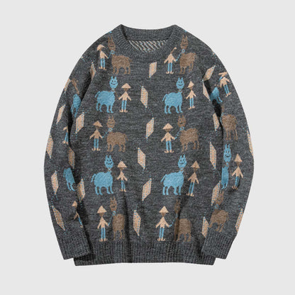 Vintage Animal & Forest Knit Sweater