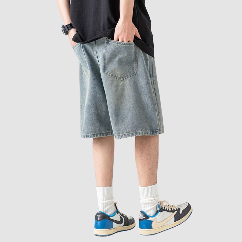 Side Embroidered Washed Jorts