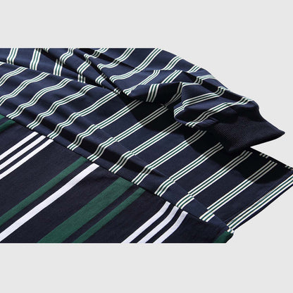 Patchwork Striped Polo Shirt