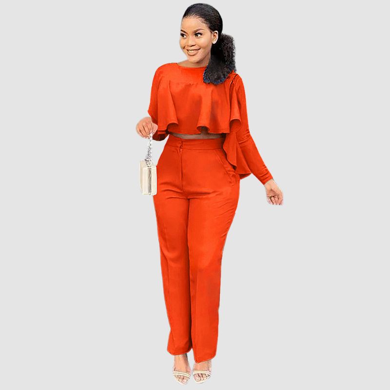 Ruffle Top & Straight Leg Pants set