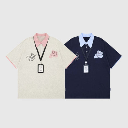 Graphic Polo Shirt with Name Tag