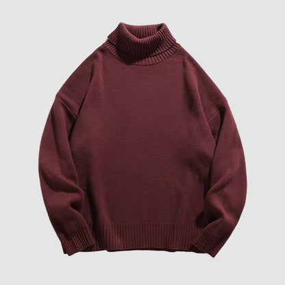 Solid Color High Neck Knit Pullover