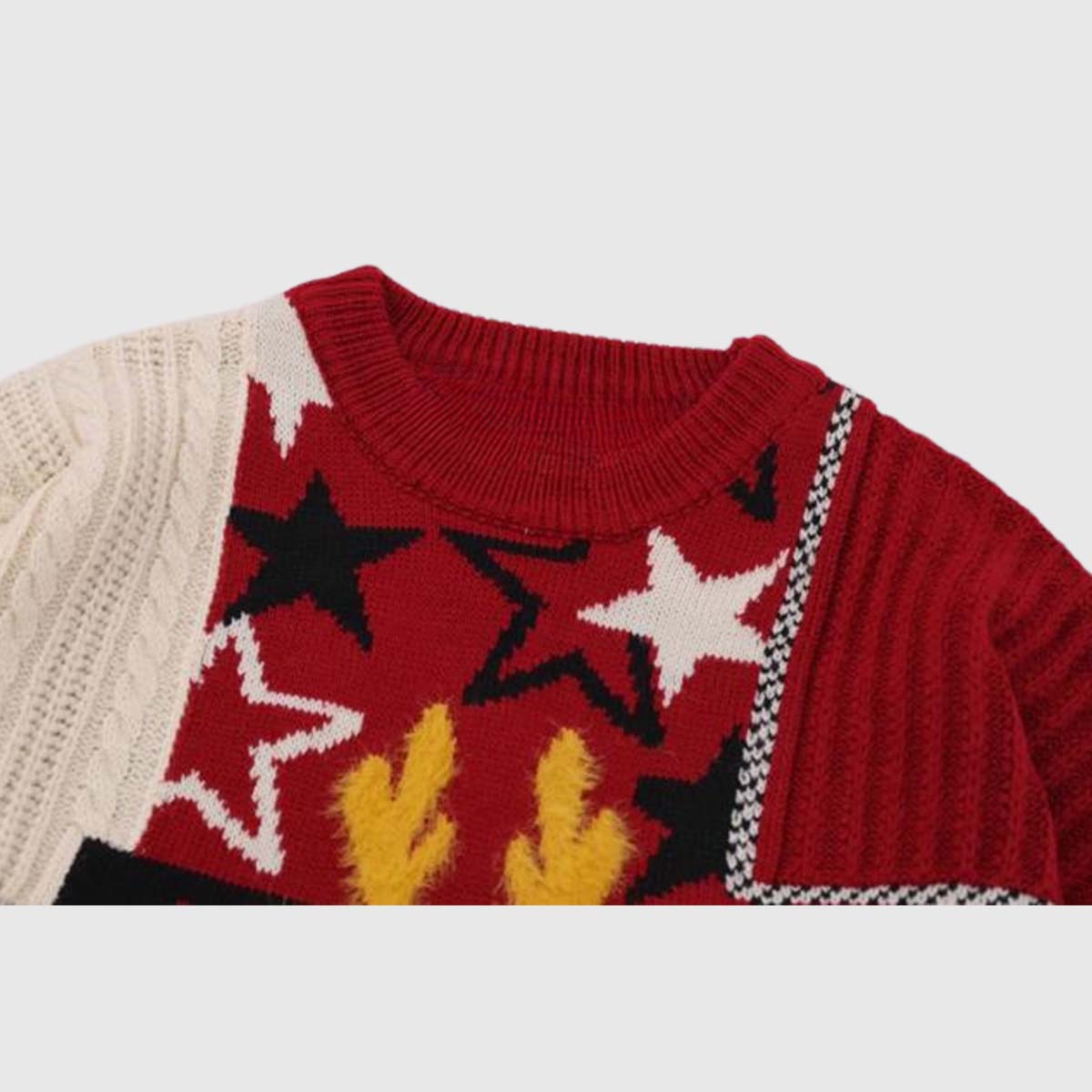 Reindeer Patchwork Christmas Sweater