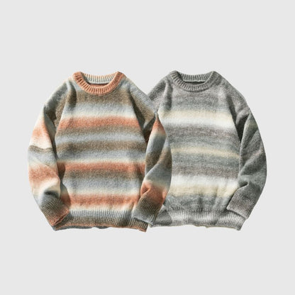 Vibrant Transition Stripe Knit Pullover