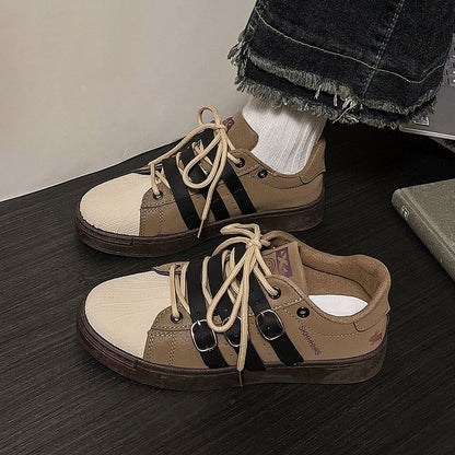 Vintage Buckle Strap Sneakers