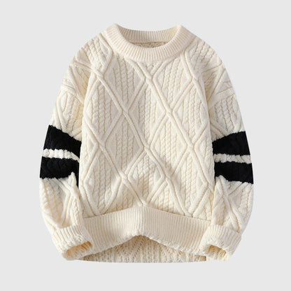 Colorblock Cable Knit Sweater