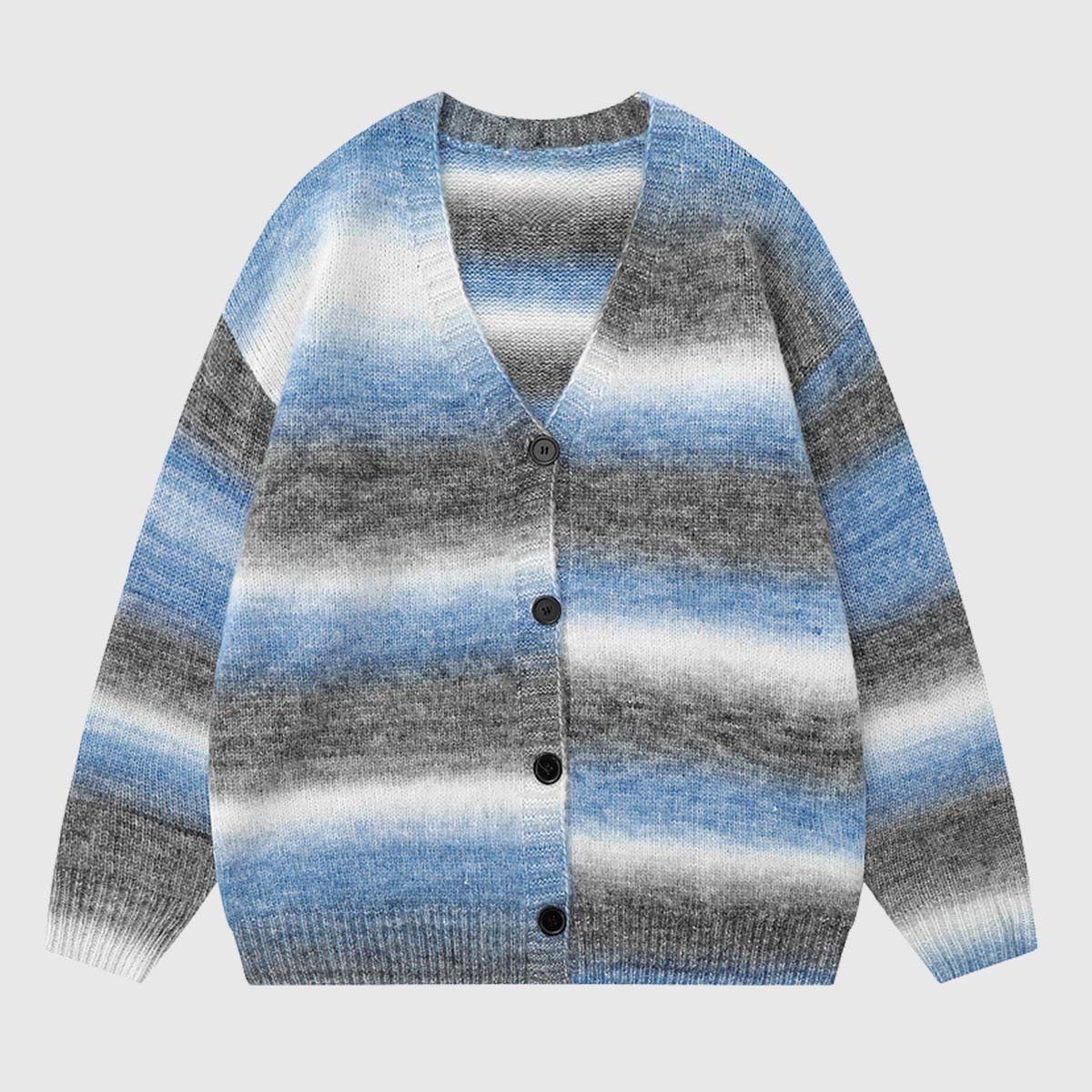 Gradient Striped Knit Cardigan