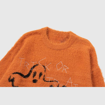 Spooky Ghost and Pumpkin Sweater