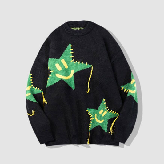 Smiley Star Pattern Sweater