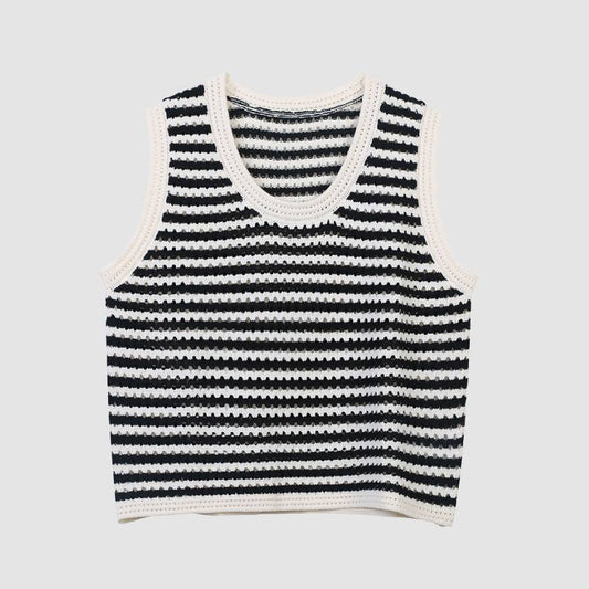 Hollow Breathable Striped Vest Sweater