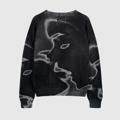 Retro Y2K Print Knit Sweater