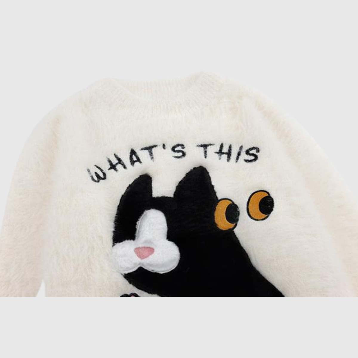 Fuzzy Cat Design Sweater