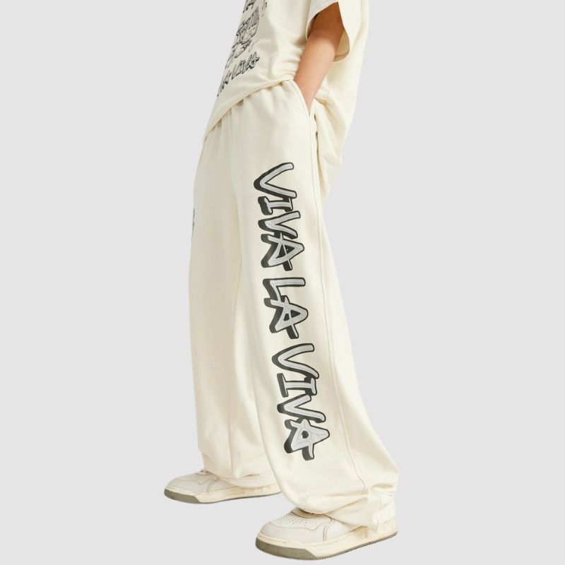 Hip-hop Letter Printed Wide Leg Pants